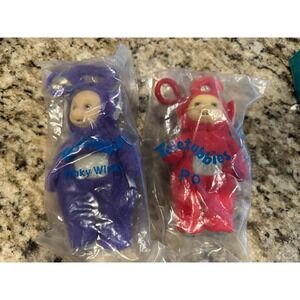 1999 Avon TELETUBBIES PO on Clip NEW SEALED Zip Pouch Red & Purple Lot of 2 New
